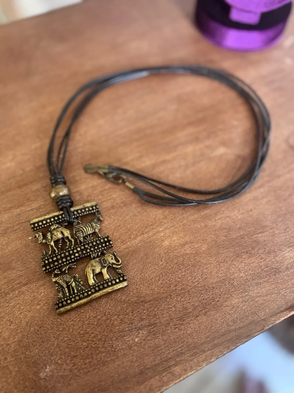 Chico’s Safari Animal Pendant Necklace Boho Statement Long 30”
